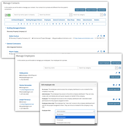 Manage Contacts & Employees